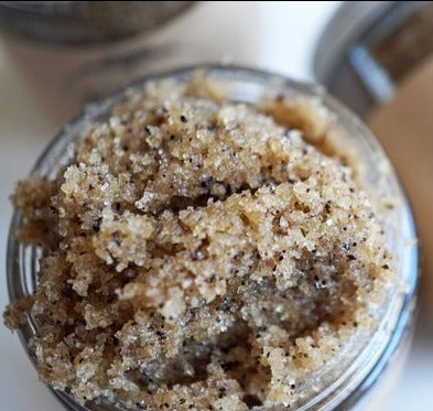 Photo of sugar scrub in jar without lid. Photo is a stock internet photo and does not represent the actual product advertised.